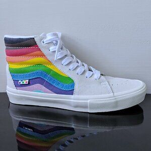 Vans Men's Skate Sk8-Hi Pride Suede / Canvas Sneaker in Beautiful White / Multi